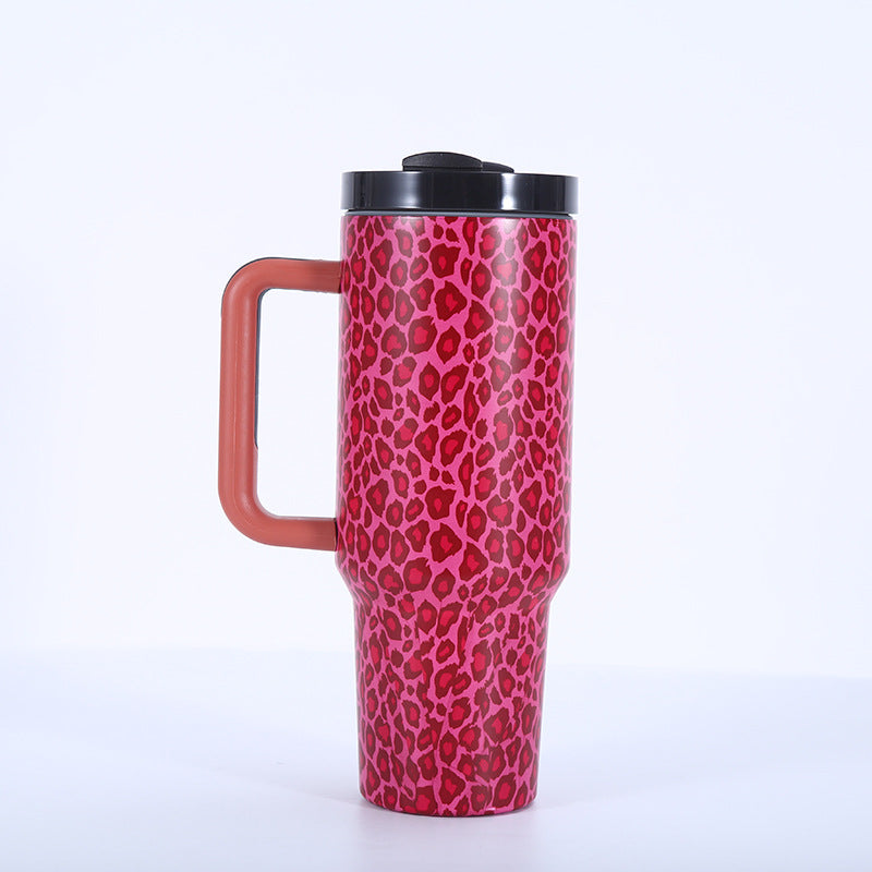 Wholesale Tumbler 40oz Stainless Steel Camouflage Leopard Print Car Portable Straw Thermos Cup Ice Bullies Cup